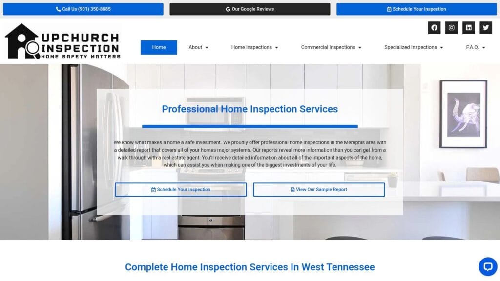 best home inspection companies website homepage