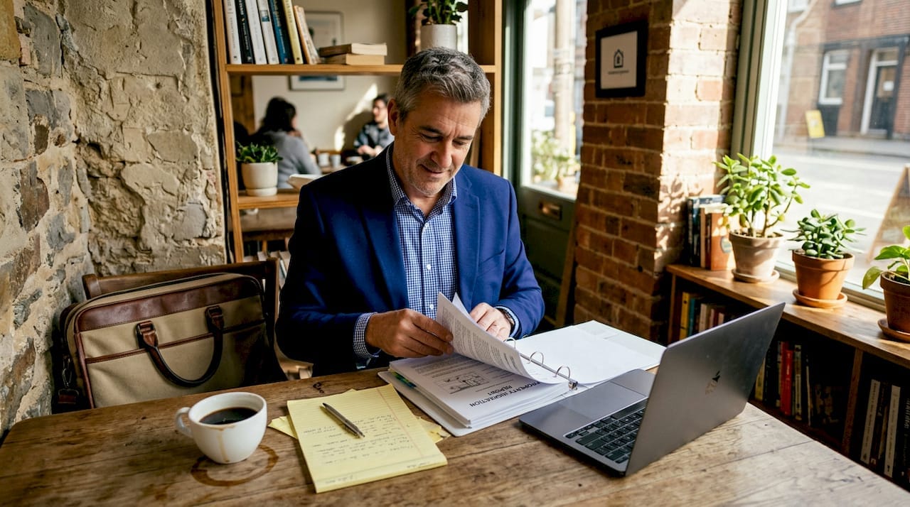 Investor reviewing property due diligence documents