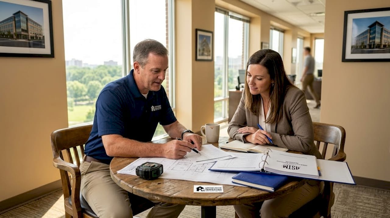Inspector and manager review property checklist