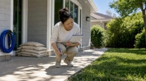 Woman inspecting new home interior