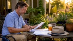 Homebuyer reviewing printed home inspection report