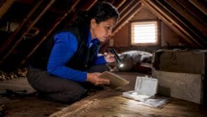 Homeowner preparing mold test in basement