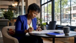 Investor reviewing commercial property tax documents