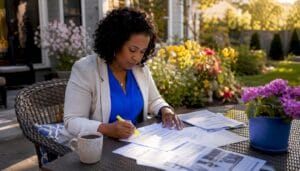 Buyer reviewing home inspection documents