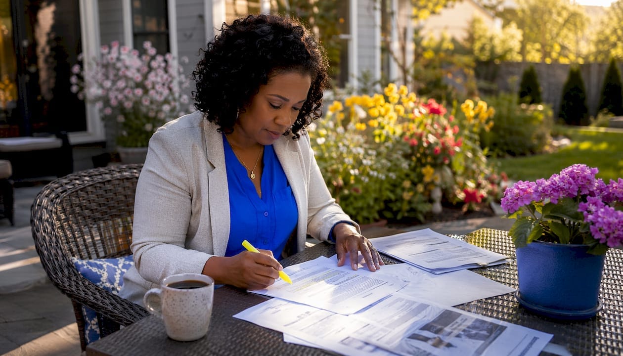 Buyer reviewing home inspection documents