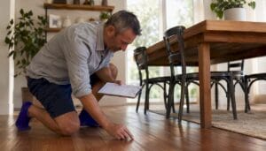Home inspector assessing house interior