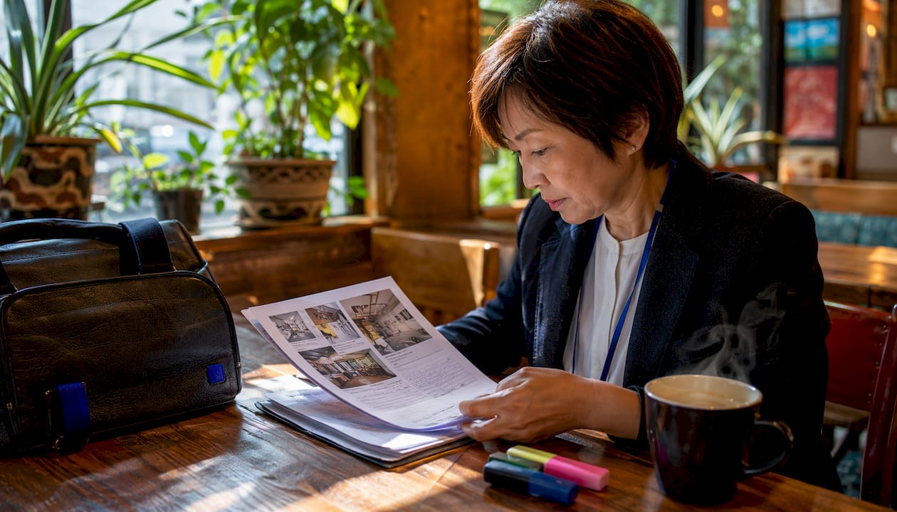 Inspector reviewing restaurant property report