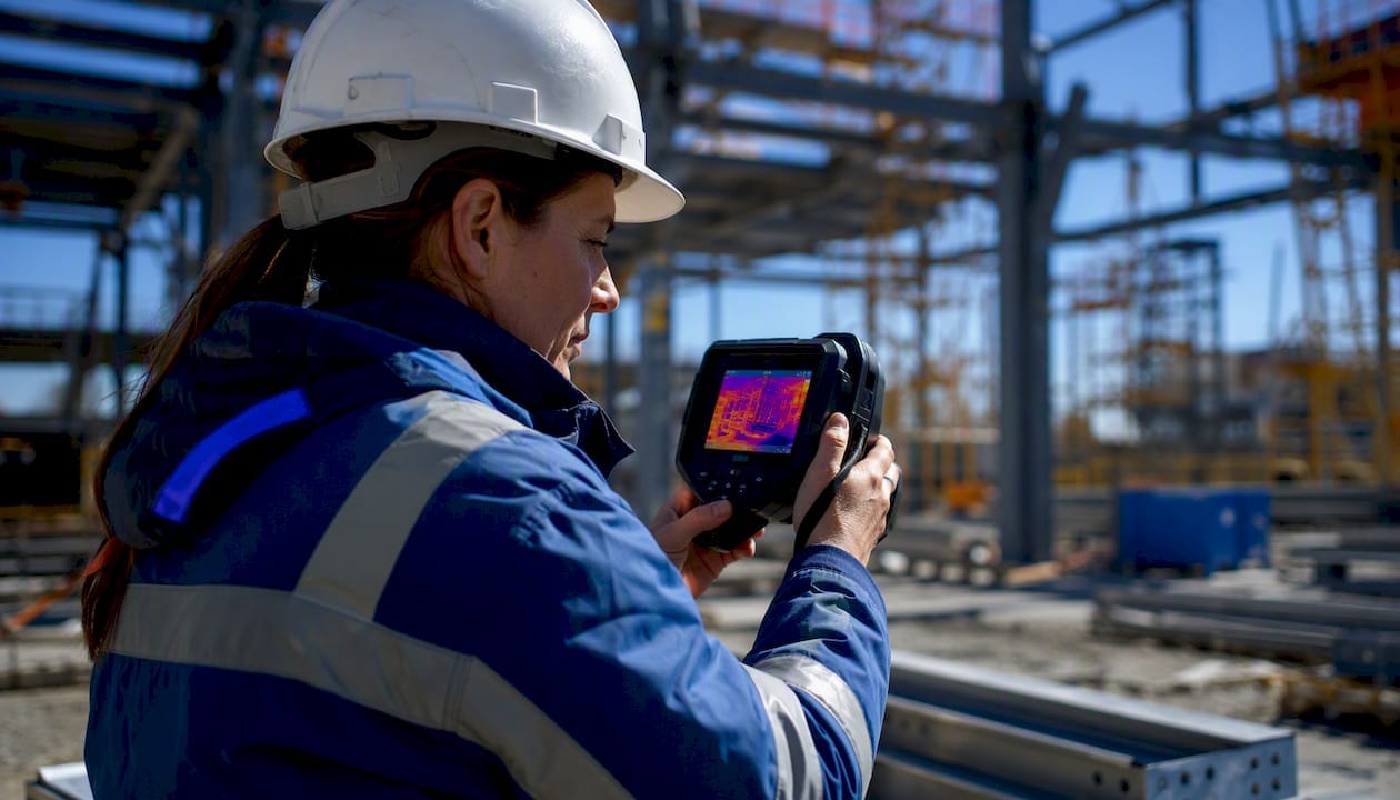 Close-up of thermal imaging camera in inspection