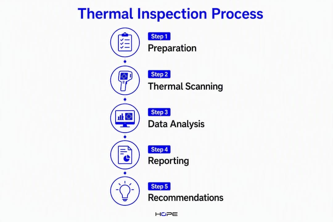 Infographic detailing thermal inspection process steps