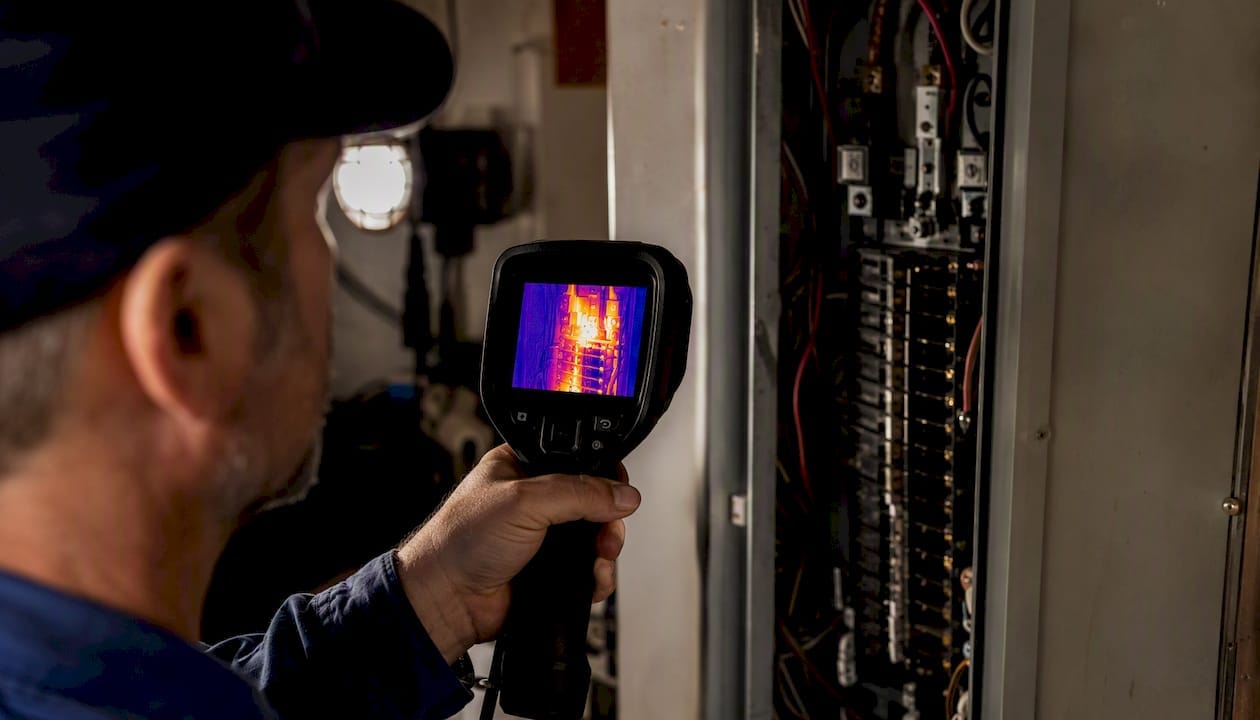 Thermal imaging of electrical panel heat spots
