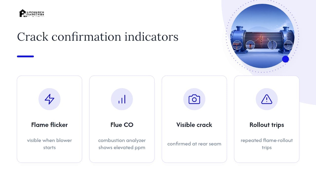 Diagram of diagnostic indicators for cracked heat exchanger