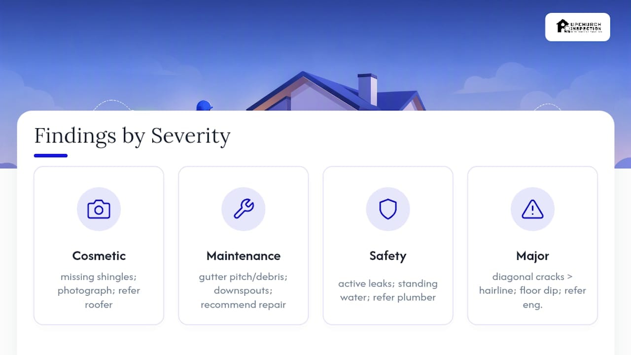 Diagram of inspection findings categorized by severity and type