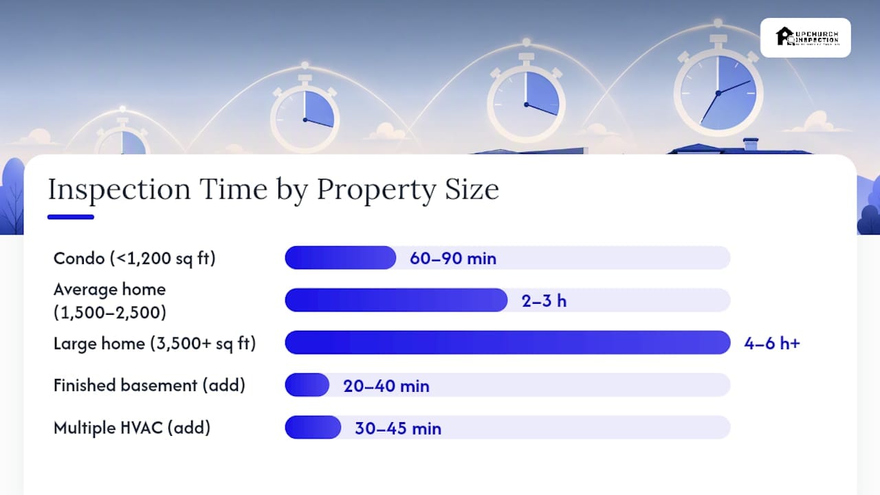 Home inspection time by property size diagram