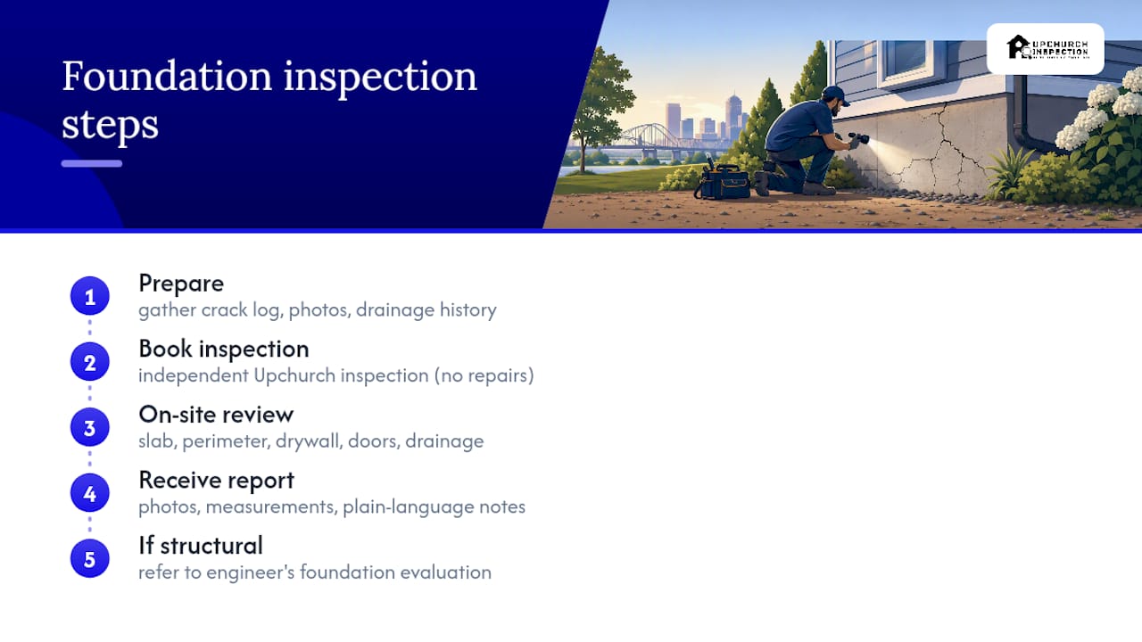 Book a Foundation Evaluation With Upchurch Inspection — overview diagram