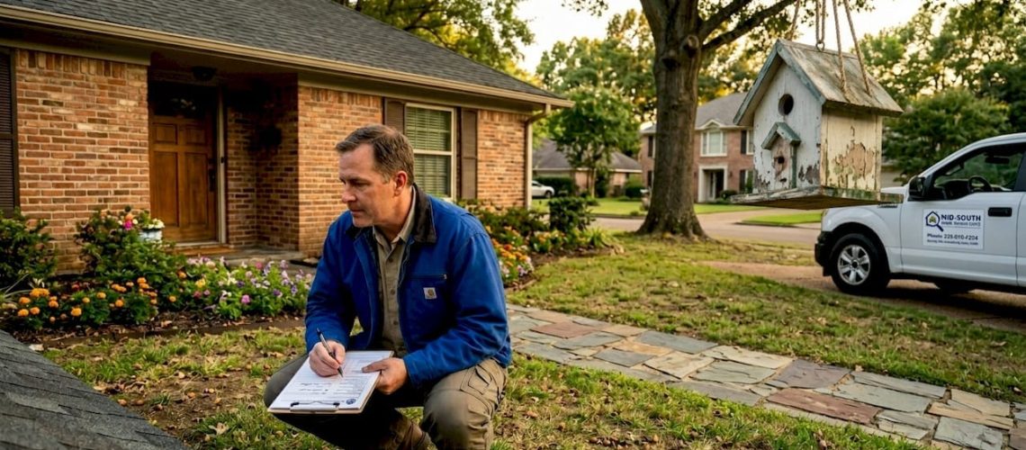 Inspector reviewing home roof in Mid-South