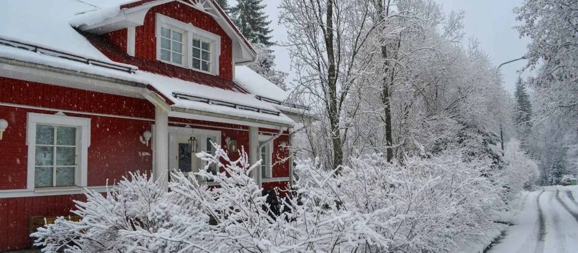 a house with snow on the ground